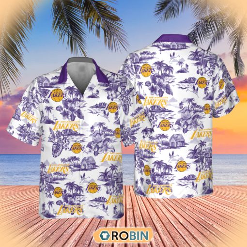 NBA Los Angeles Lakers Special Floral Island Hawaiian Button Shirt
