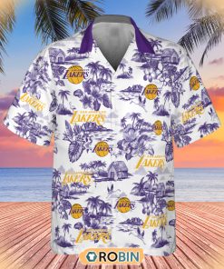 NBA Los Angeles Lakers Special Floral Island Hawaiian Button Shirt