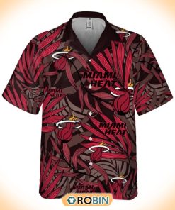 NBA Miami Heat Tropical Palm Leaves Hawaiian Button Shirt NBA Miami Heat Tropical Palm Leaves Hawaiian Button Shirt
