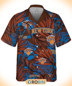 NBA New York Knicks Tropical Palm Leaves Hawaiian Button Shirt