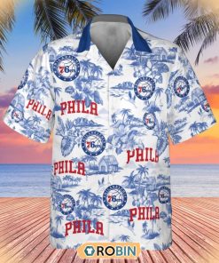 NBA Philadelphia 76ers Special Floral Island Hawaiian Button Shirt