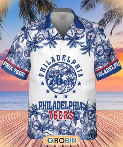 NBA Philadelphia 76ers Special Palm Trees Hawaiian Button Shirt