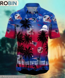 New England Patriots Aloha Palm Tree Hawaiian Shirt New England Patriots Aloha Palm Tree Hawaiian Shirt