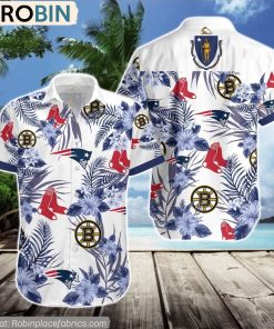 New England Patriots, Boston Bruins, Boston Red Sox Hawaiian Shirt