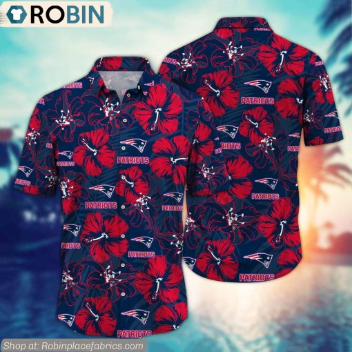 New England Patriots Hibiscus Tropical Pattern NFL Hawaiian Shirt