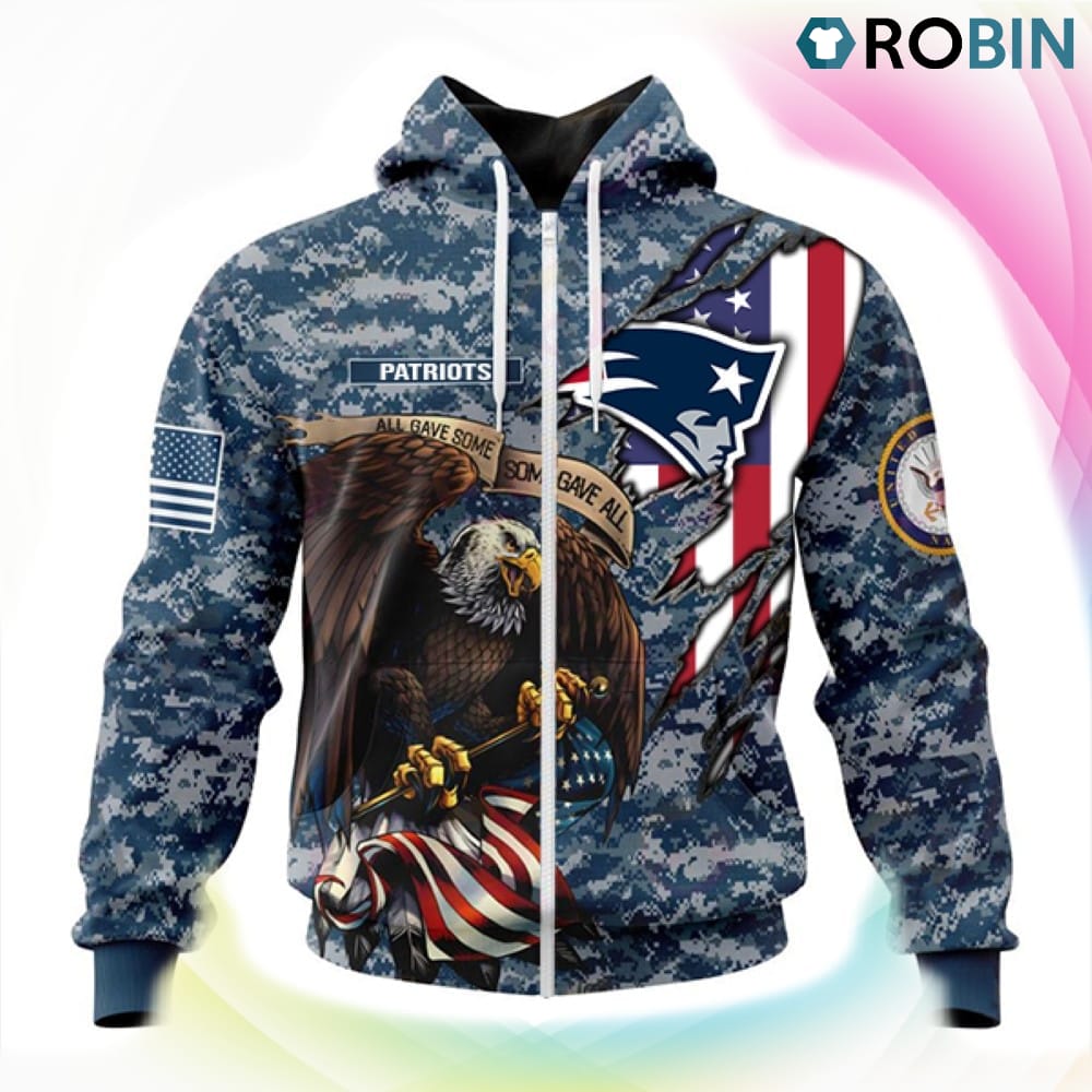 New England Patriots NFL Honor US Navy Veterans 3D Hoodie, Patriots Gear
