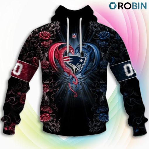 New England Patriots NFL Rose Dragon 3D Hoodie, New England Patriots Shirt