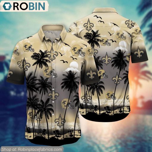 New Orleans Saints Aloha Palm Tree Hawaiian Shirt
