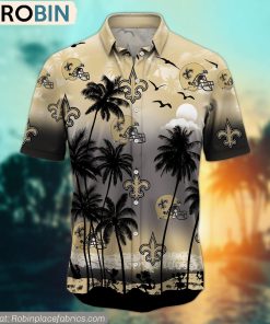 New Orleans Saints Aloha Palm Tree Hawaiian Shirt