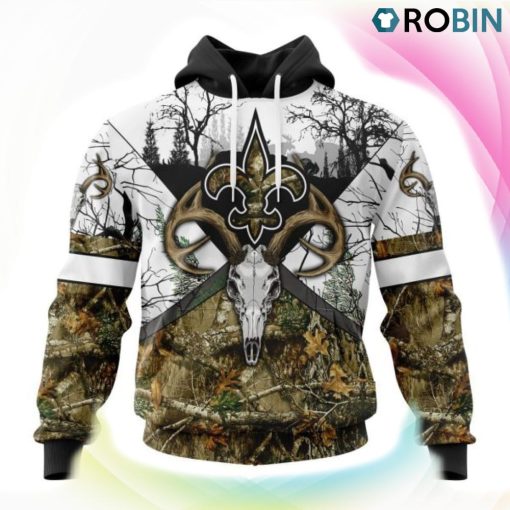 New Orleans Saints Deer Hunting Camo Style 3D Hoodie, Saints Apparel