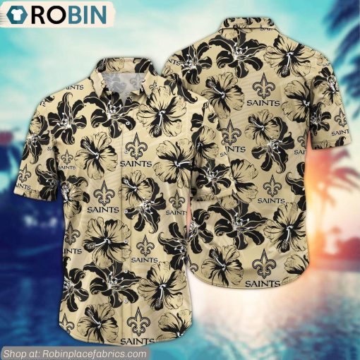 New Orleans Saints Hibiscus Tropical Pattern NFL Hawaiian Shirt