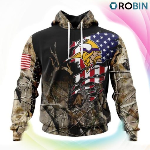 New Orleans Saints Hunting Camo US Flag Style 3D Hoodie, Saints Gifts for Fans