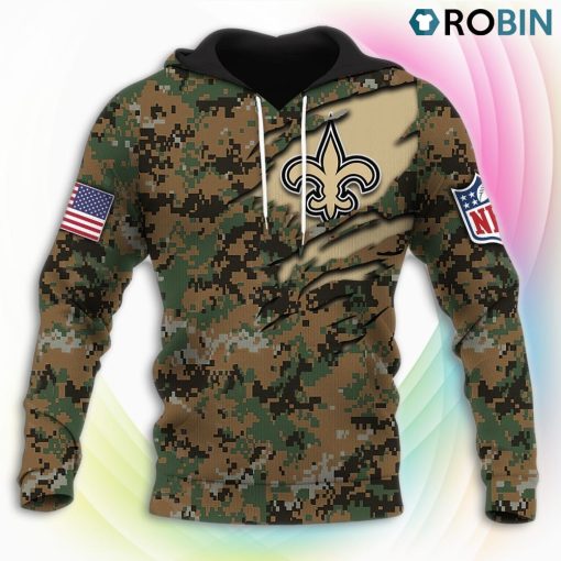 New Orleans Saints NFL Honor US Marine Veterans 3D Hoodie, Saints Merch