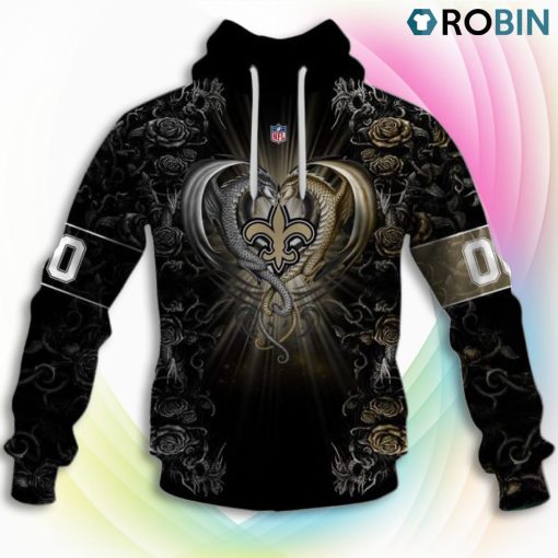 New Orleans Saints NFL Rose Dragon 3D Hoodie, New Orleans Saints Merch