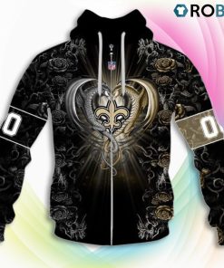 New Orleans Saints NFL Rose Dragon 3D Hoodie, New Orleans Saints Merch New Orleans Saints NFL Rose Dragon 3D Hoodie, New Orleans Saints Merch