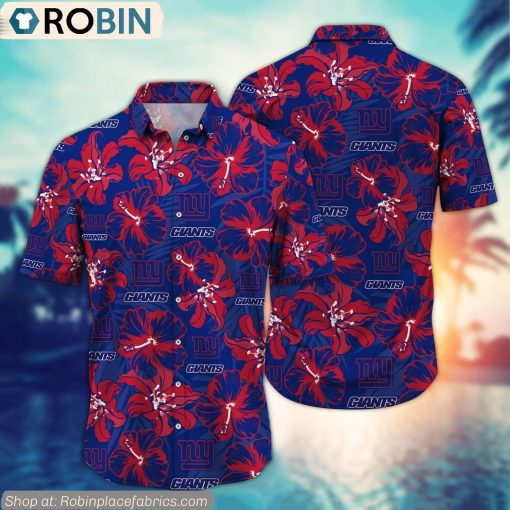 New York Giants Hibiscus Tropical Pattern NFL Hawaiian Shirt