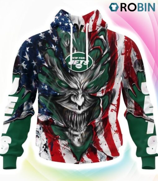 New York Jets Demon Face Design 3D Hoodie, New York Jets Gear