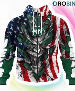 New York Jets Demon Face Design 3D Hoodie, New York Jets Gear