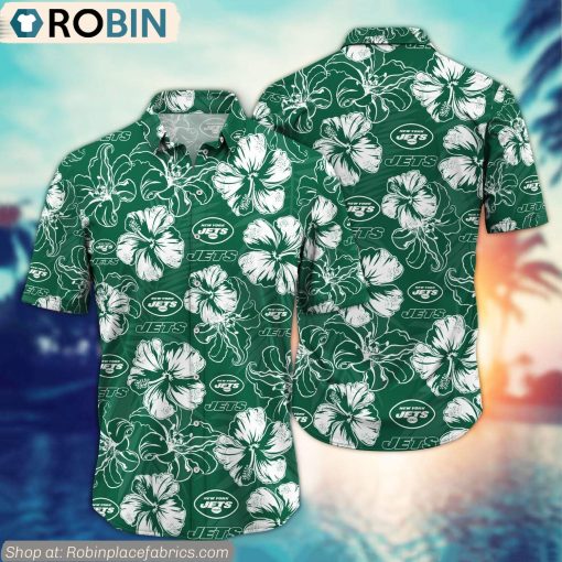 New York Jets Hibiscus Tropical Pattern NFL Hawaiian Shirt