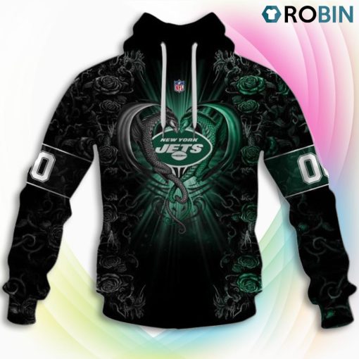 New York Jets NFL Rose Dragon 3D Hoodie, Jets Gear