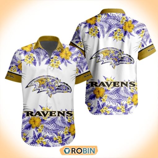 NFL Baltimore Ravens Special Floral Hawaiian Button Shirt