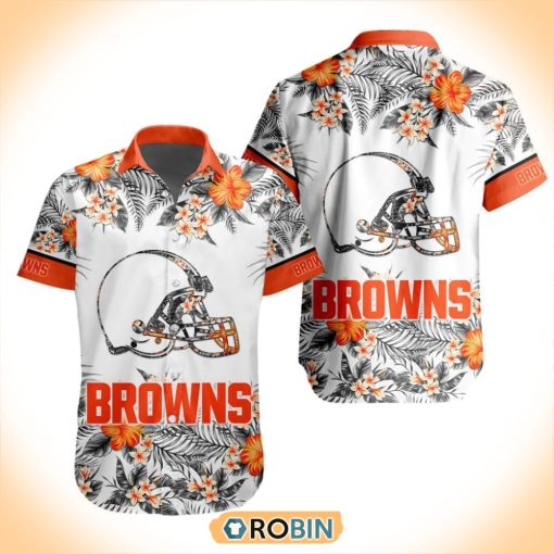 NFL Cleveland Browns Special Floral Hawaiian Button Shirt