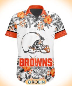 NFL Cleveland Browns Special Floral Hawaiian Button Shirt NFL Cleveland Browns Special Floral Hawaiian Button Shirt