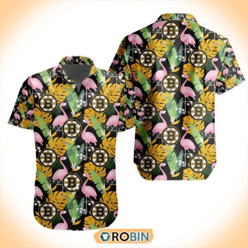 NHL Boston Bruins Flamingo Flowers Hawaiian Shirt