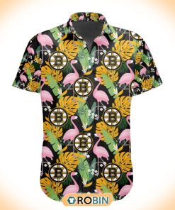 NHL Boston Bruins Flamingo Flowers Hawaiian Shirt NHL Boston Bruins Flamingo Flowers Hawaiian Shirt