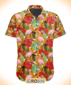 NHL Chicago Blackhawks Flamingo Flowers Hawaiian Shirt NHL Chicago Blackhawks Flamingo Flowers Hawaiian Shirt