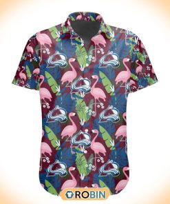 NHL Colorado Avalanche Flamingo Flowers Hawaiian Shirt NHL Colorado Avalanche Flamingo Flowers Hawaiian Shirt