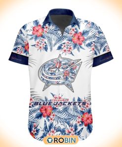 NHL Columbus Blue Jackets Special Floral Hawaiian Button Shirt NHL Columbus Blue Jackets Special Floral Hawaiian Button Shirt