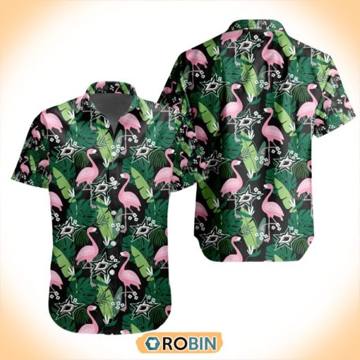 NHL Dallas Stars Flamingo Flowers Hawaiian Shirt