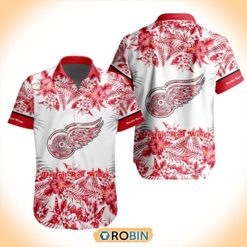 NHL Detroit Red Wings Special Floral Hawaiian Button Shirt