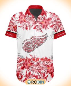 NHL Detroit Red Wings Special Floral Hawaiian Button Shirt NHL Detroit Red Wings Special Floral Hawaiian Button Shirt