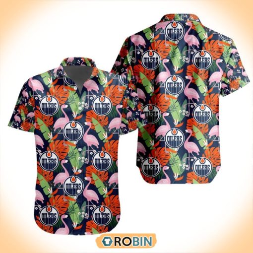 NHL Edmonton Oilers Flamingo Flowers Hawaiian Shirt