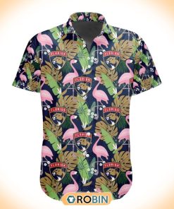 NHL Florida Panthers Flamingo Flowers Hawaiian Shirt NHL Florida Panthers Flamingo Flowers Hawaiian Shirt