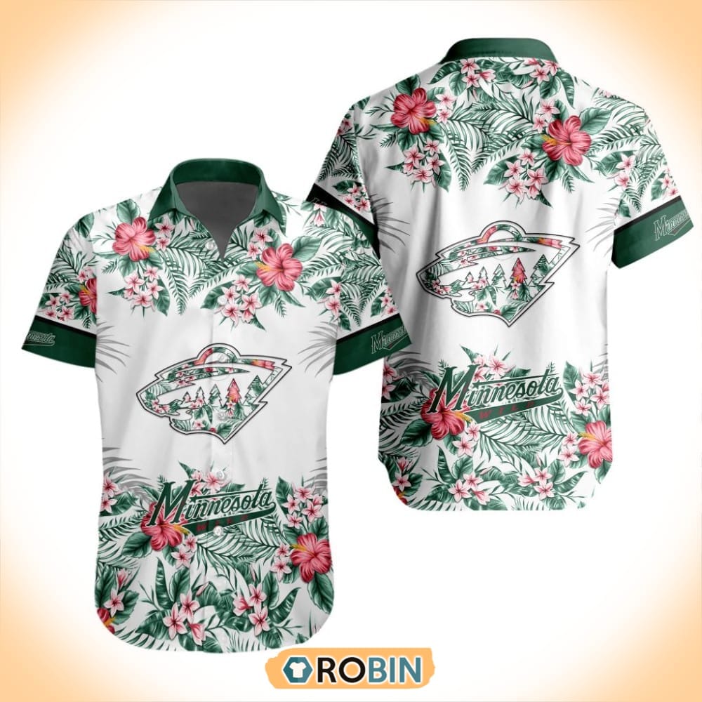 NHL Minnesota Wild Special Floral Hawaiian Button Shirt