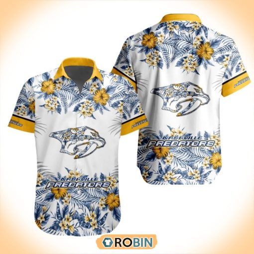 NHL Nashville Predators Special Floral Hawaiian Button Shirt