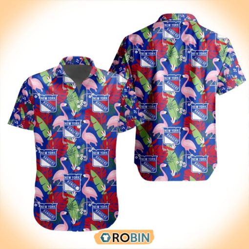 NHL New York Rangers Flamingo Flowers Hawaiian Shirt