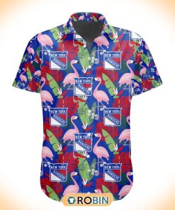 NHL New York Rangers Flamingo Flowers Hawaiian Shirt NHL New York Rangers Flamingo Flowers Hawaiian Shirt