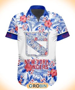 NHL New York Rangers Special Floral Hawaiian Button Shirt NHL New York Rangers Special Floral Hawaiian Button Shirt