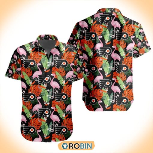 NHL Philadelphia Flyers Flamingo Flowers Hawaiian Shirt