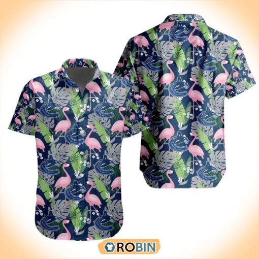 NHL Vancouver Canucks Flamingo Flowers Hawaiian Shirt