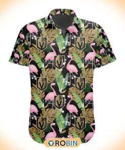 NHL Vegas Golden Knights Flamingo Flowers Hawaiian Shirt NHL Vegas Golden Knights Flamingo Flowers Hawaiian Shirt