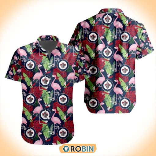 NHL Winnipeg Jets Flamingo Flowers Hawaiian Shirt