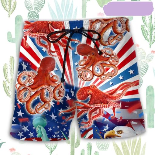 Octopus USA Independence Day Summer Beach Short, Gift for Holiday Summer