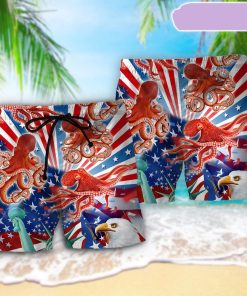Octopus USA Independence Day Summer Beach Short, Gift for Holiday Summer
