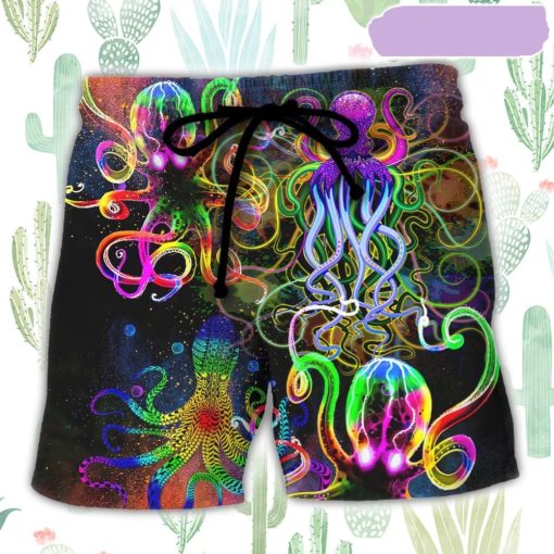 Octopus With Jellyfish Sea Life Beach Short, Gift for Holiday Summer