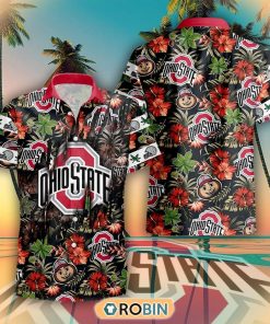 Ohio State Buckeyes Floral Hawaiian Shirt